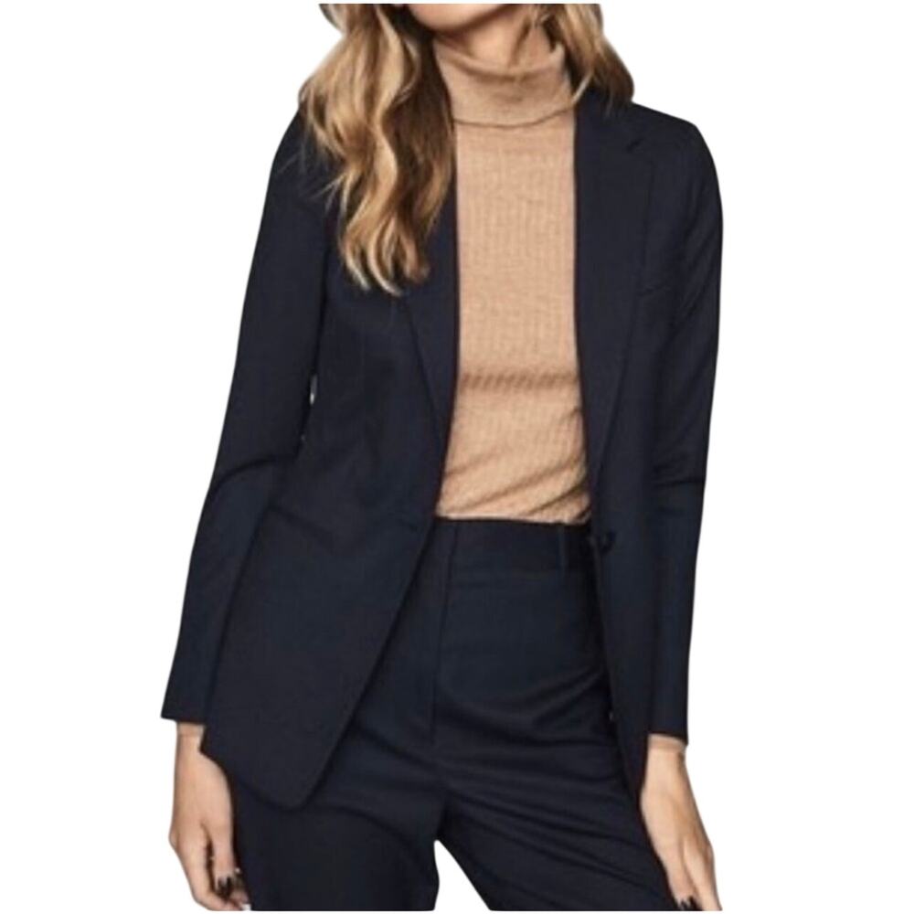 REISS Hartley Preppy Wool Blend Single Button Notched Lapel Blazer